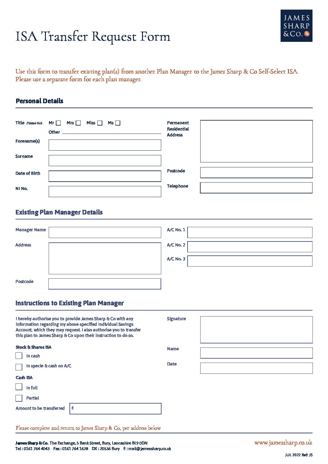 ISA Transfer Request Form thumbnail